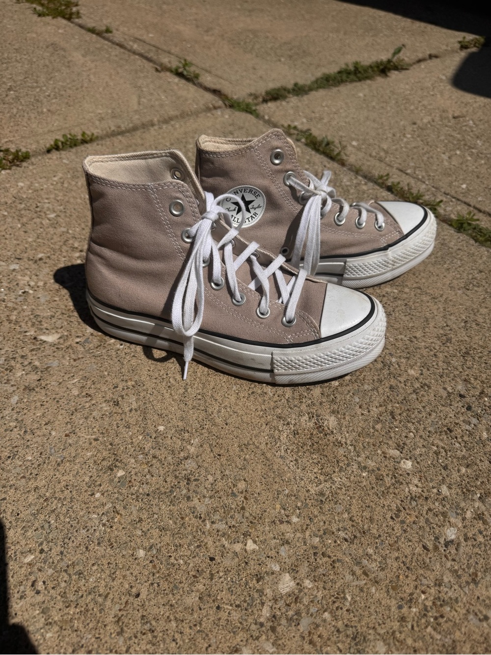 Converse High Top Sneakers - Light Beige and White